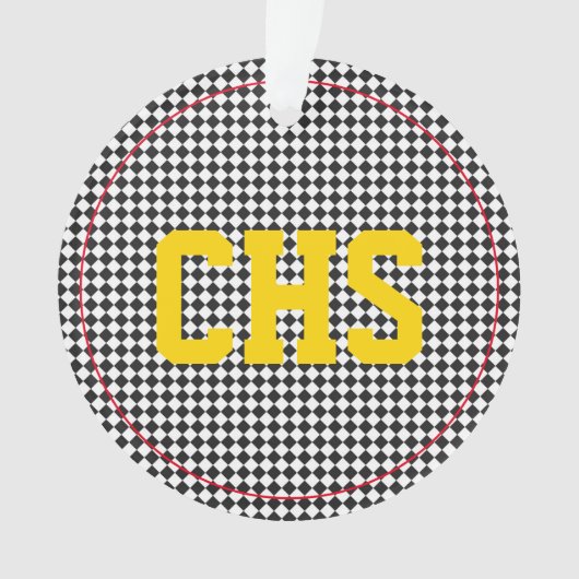 Checkerboard INITIALS School Colors Sportteam Ornament (Vorderseite)