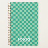 Checkerboard Jungle Green Retro Pattern 2026 Planer (Vorderseite)