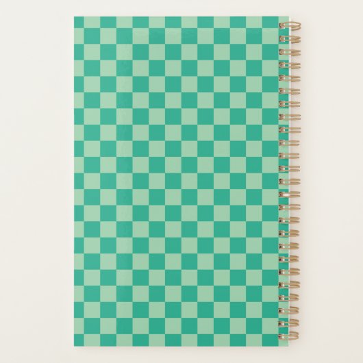 Checkerboard Jungle Green Retro Pattern 2026 Planer (Rückseite)
