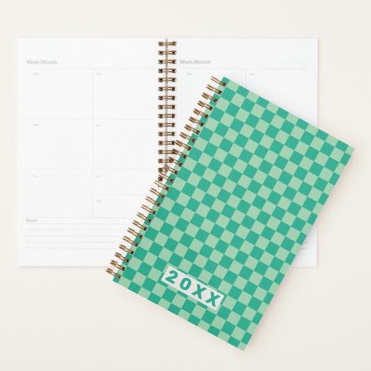 Checkerboard Jungle Green Retro Pattern 2026 Planer (Anzeige)