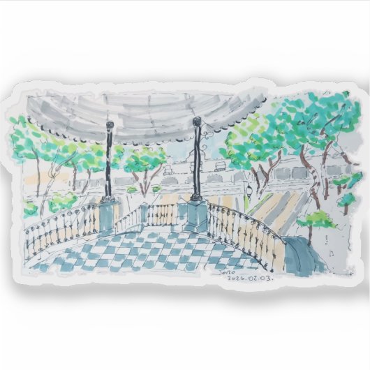 Checkerboard Kiosk Park View Aufkleber (Vorderseite)