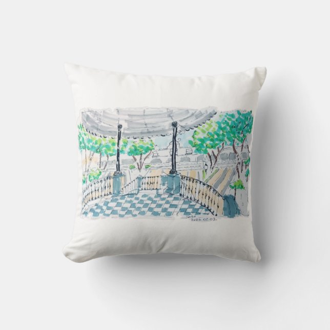 Checkerboard Kiosk Park View Kissen (Vorderseite)