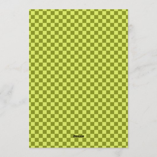 Checkerboard Lime Olive Retro Couples Baby Shower Einladung (Rückseite)