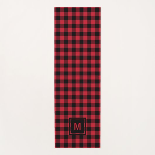 Checkerboard Masculine Plaid Pattern Monogram  Yogamatte (Vorderseite)
