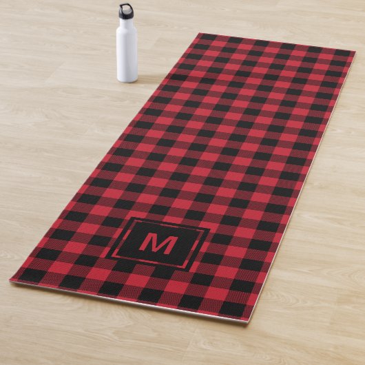 Checkerboard Masculine Plaid Pattern Monogram  Yogamatte (Beispiel)