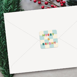 Checkerboard Merry & Bright Christmas Sticker