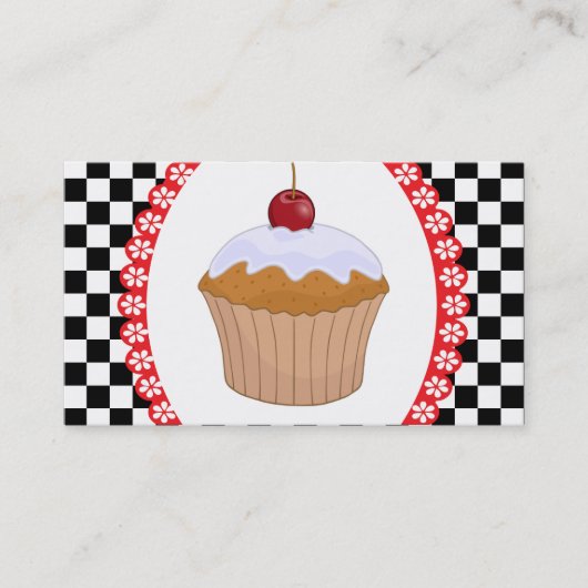 Checkerboard Muffin Bakery Business Card Visitenkarte (Vorderseite)