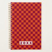 Checkerboard Orange Burgundy Retro Pattern 2026  Planer (Vorderseite)