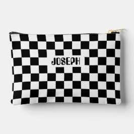 Checkerboard Personalized Name Pencil Case Zubehörtasche