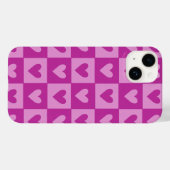 Checkerboard Pink Heart Muster Handy Case (Rückseite (Horizontal))