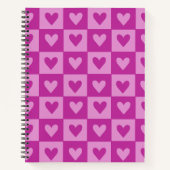 Checkerboard Pink Heart Notebook Notizblock (Vorderseite)