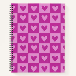 Checkerboard Pink Heart Notebook Notizblock