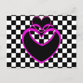 Checkerboard Popart Heart Lila Heart Valentines Feiertagspostkarte