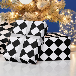 Checkerboard-Quadrate für Schwarz-Weiß-Diamant-Mus Geschenkpapier