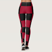 Checkerboard ~ Schach ~ Square Design Rot & Schwar Leggings (Rückseite)