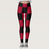 Checkerboard ~ Schach ~ Square Design Rot & Schwar Leggings (Vorderseite)