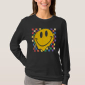 Checkerboard Smiling Face Groovy LGBT Rainbow Prid T-Shirt (Vorderseite)