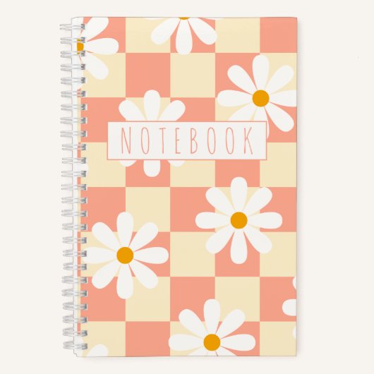 Checkerboard und Daisis Retro Notizblock (Vorderseite)