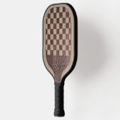 Checkerboard Wood Marquetry Imitation with Name Pickleball Schläger (Links)