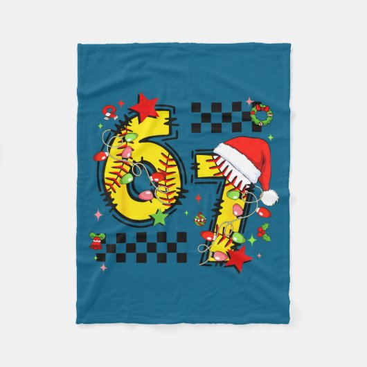 Checkered 67 Softball Santa Hat Christmas Six Seve Fleecedecke (Vorderseite)