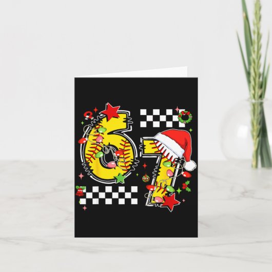 Checkered 67 Softball Santa Hat Christmas Six Seve Karte (Vorderseite)