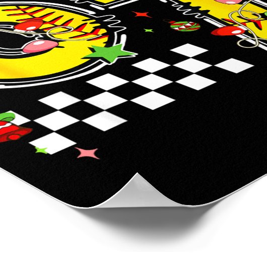 Checkered 67 Softball Santa Hat Christmas Six Seve Poster (Ecke)