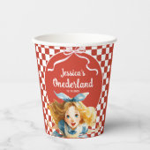 Checkered Alice in ONEDERLAND 1st Birthday Party Pappbecher (Vorderseite)