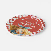 Checkered Alice in ONEDERLAND 1st Birthday Party Pappteller (Schrägansicht)