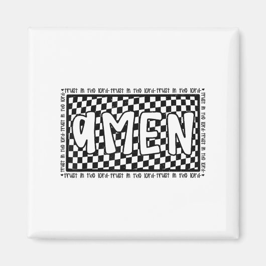 Checkered Amen Vintage Jesus Bible Verse Christian Magnet (Vorne)