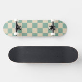 Checkered Aqua Retro Skateboard (Horizontal)
