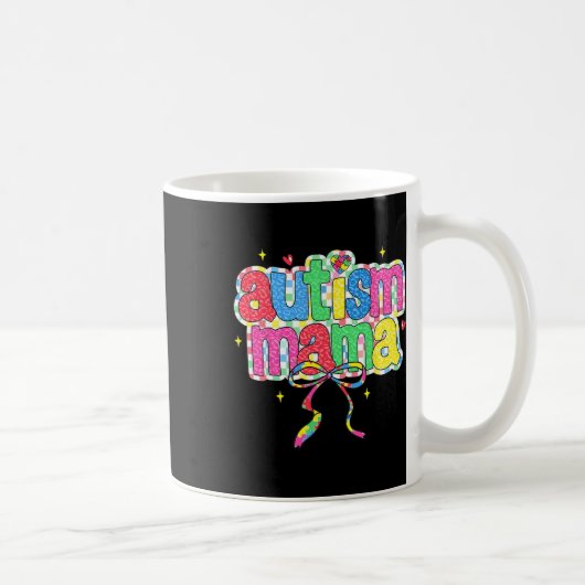 Checkered Autism Mama Coquette Bow Autism Awarenes Kaffeetasse (Rechts)