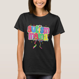 Checkered Autism Mama Coquette Bow Autism Awarenes T-Shirt