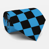Checkered Black and Turquoise Krawatte (Gerollt)