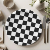 Checkered Black and White Pattern Birthday Party Pappteller