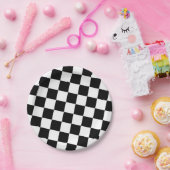 Checkered Black and White Pattern Birthday Party Pappteller (Party)
