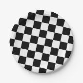 Checkered Black and White Pattern Birthday Party Pappteller (Vorderseite)