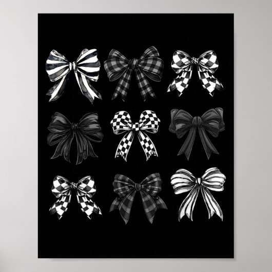 Checkered Bow Coquette Funny Gift Tee Women, Men  Poster (Vorne)