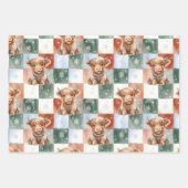 Checkered Christmas Highland Cow Red Green Blue Geschenkpapier Set (Vorderseite 2)