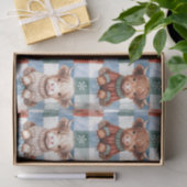 Checkered Christmas Highland Cow Red Green Blue  Seidenpapier (Geschenk)