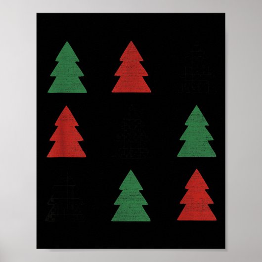 Checkered Christmas Tree Graphic Crewneck Swea Fun Poster (Vorne)
