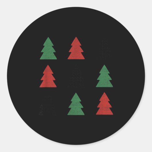 Checkered Christmas Tree Graphic Crewneck Swea Fun Runder Aufkleber (Vorderseite)