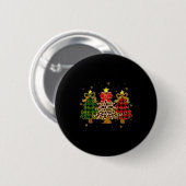 Checkered Christmas Trees Red Green Plaid Leopard  Button (Vorne & Hinten)