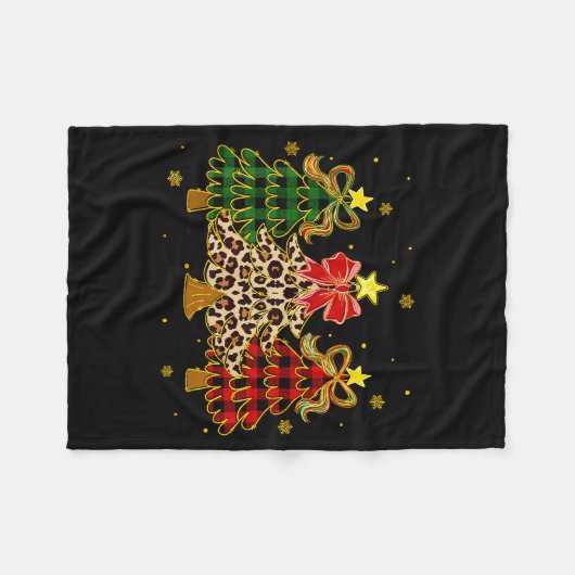 Checkered Christmas Trees Red Green Plaid Leopard  Fleecedecke (Vorderseite (Horizontal))