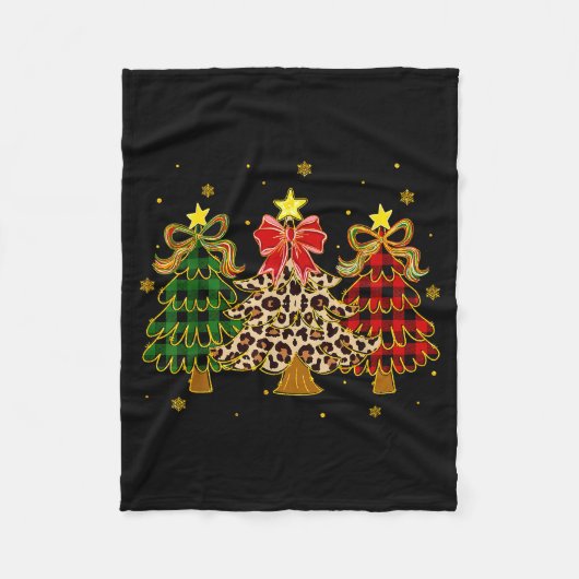 Checkered Christmas Trees Red Green Plaid Leopard  Fleecedecke (Vorderseite)
