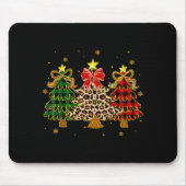 Checkered Christmas Trees Red Green Plaid Leopard Mousepad (Vorne)