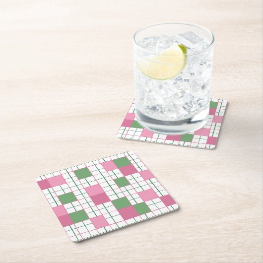 Checkered Coaster Rechteckiger Pappuntersetzer (Vor Ort)