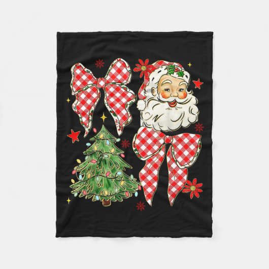 Checkered Coquette Bow Santa Claus Christmas Holid Fleecedecke (Vorderseite)