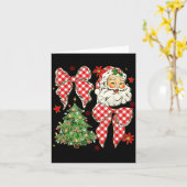 Checkered Coquette Bow Santa Claus Christmas Holid Karte (Gelbe Blume)