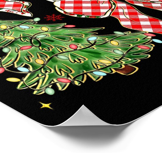 Checkered Coquette Bow Santa Claus Christmas Holid Poster (Ecke)
