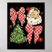 Checkered Coquette Bow Santa Claus Christmas Holid Poster (Vorne)